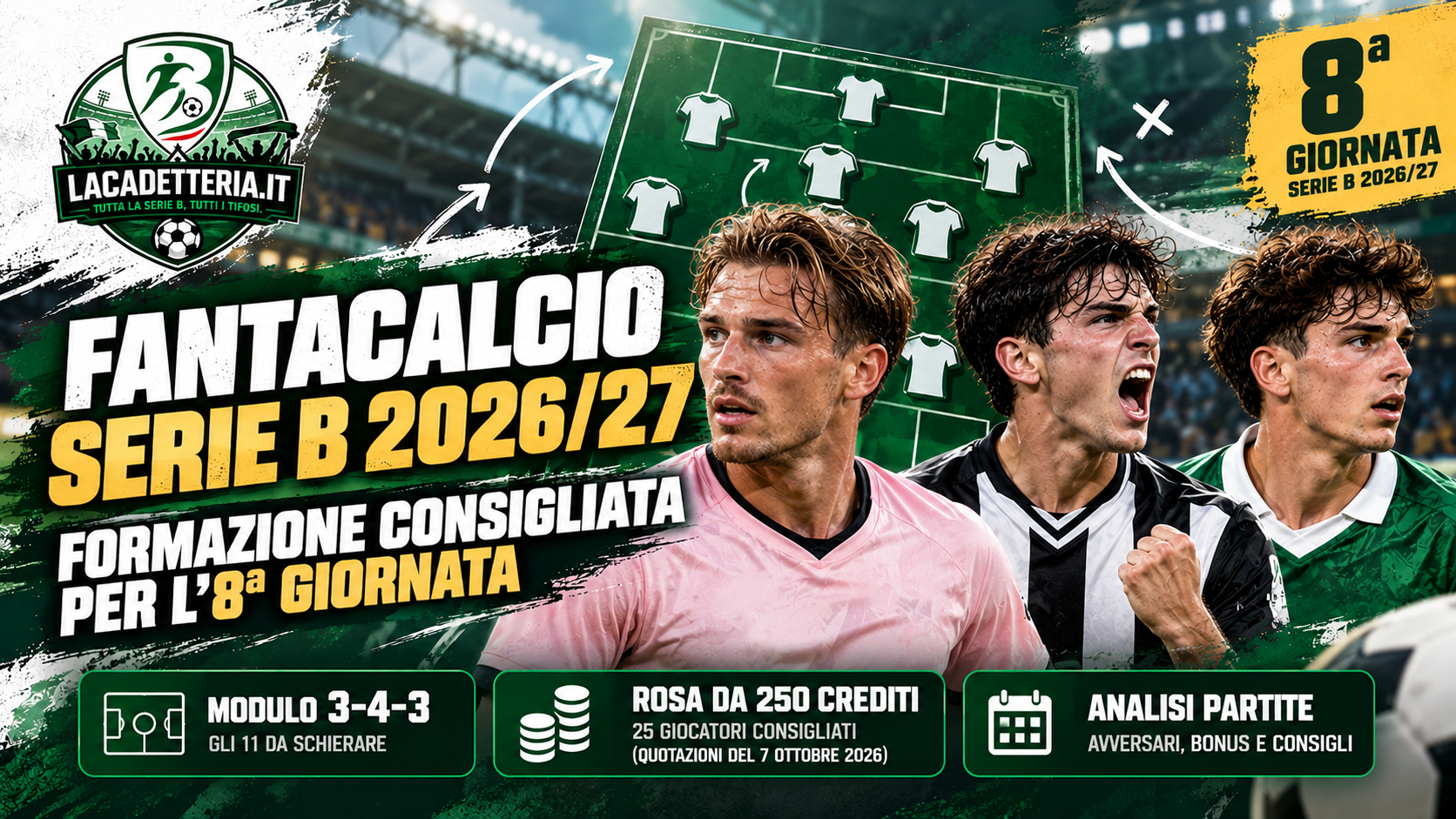 Formazione consigliata Fantacalcio Serie B: 8ª giornata 2026/27